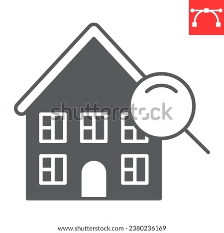 House search glyph icon, real estate and find, home search vector icon, vector graphics, editable stroke outline sign, eps 10.