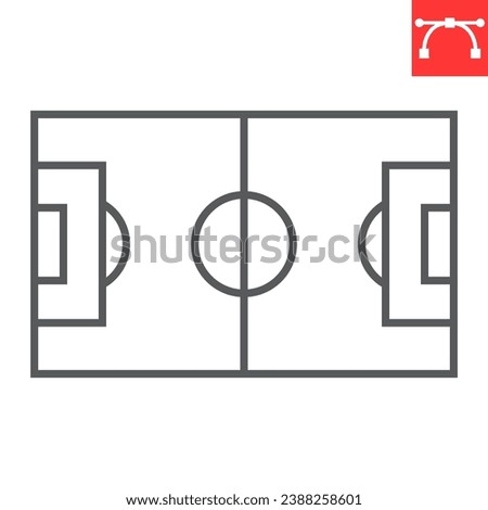 Soccer field line icon, sport and arena, football field vector icon, vector graphics, editable stroke outline sign, eps 10.