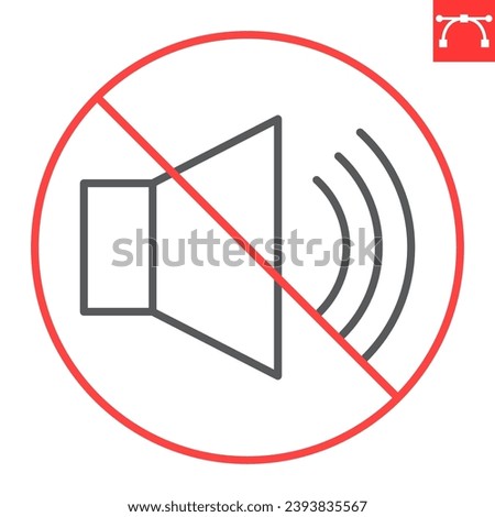No sound line icon, prohibition and forbidden, sound off sign, vector graphics, editable stroke outline sign, eps 10.