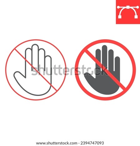 Do not touch line and glyph icon, prohibition and forbidden, don't touch sign, vector graphics, editable stroke outline sign, eps 10.