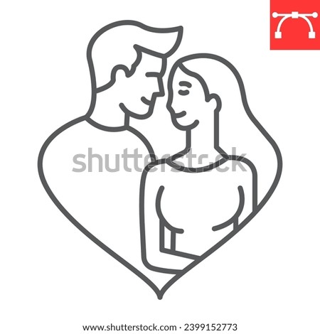 Love couple line icon, valentines day and relationship, couple in love vector icon, vector graphics, editable stroke outline sign, eps 10.