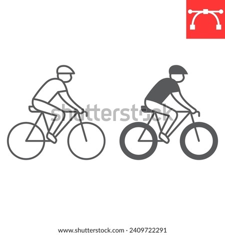 Cycling line and glyph icon, transport and fitness, bicycle rider vector icon, vector graphics, editable stroke outline sign, eps 10.
