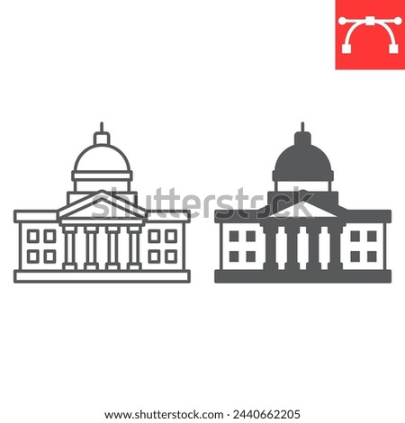 Congress line and glyph icon, election and political, government building vector icon, vector graphics, editable stroke outline sign, eps 10.