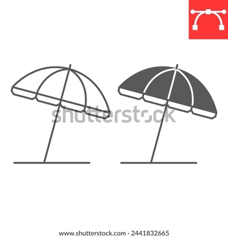 Beach umbrella line and glyph icon, summer and vacation, parasol vector icon, vector graphics, editable stroke outline sign, eps 10.