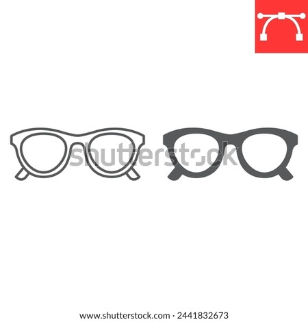Sun glasses line and glyph icon, summer and accessory, eyeglasses vector icon, vector graphics, editable stroke outline sign, eps 10.