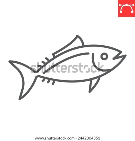 Tuna line icon, seafood and fish, tuna fish vector icon, vector graphics, editable stroke outline sign, eps 10.