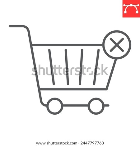 Remove from cart line icon, e-commerce and shopping, delete in cart vector icon, vector graphics, editable stroke outline sign, eps 10.