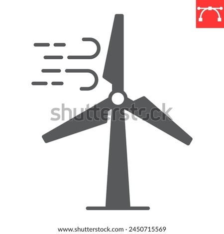 Wind power glyph icon, ecology and alternative energy, wind turbine vector icon, vector graphics, editable stroke solid sign, eps 10.