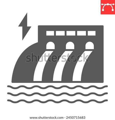 Hydro power glyph icon, ecology and hydroelectricity, hydroelectric station vector icon, vector graphics, editable stroke solid sign, eps 10.