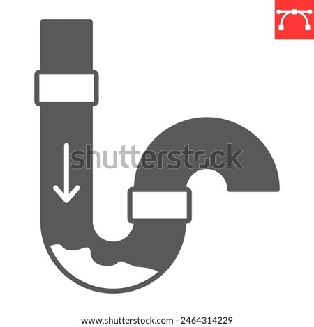 Drain cleaning glyph icon, plumbing service and household repair, clogged pipe vector icon, vector graphics, editable stroke solid sign, eps 10.