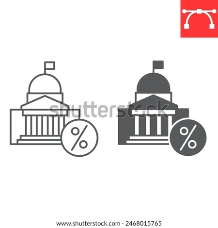 Federal income tax line and glyph icon, tax and finance, government vector icon, vector graphics, editable stroke outline sign, eps 10.