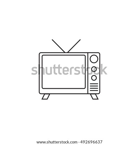 TV line icon, outline vector logo illustration, linear pictogram isolated on white