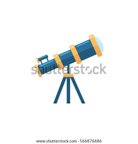 Telescope flat icon, Education and astronomy element, spyglass and study stars vector graphics, a colorful solid pattern on a white background, eps 10.