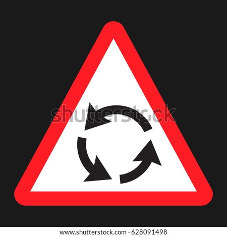 Roundabout sign flat icon, Traffic and road sign, vector graphics, a solid pattern on a black background, eps 10