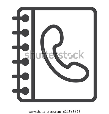 Phone book line icon, Contact us and website button, vector graphics, a linear pattern on a white background, eps 10.
