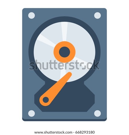 Hard disk flat icon, hardware and hdd, vector graphics, a colorful solid pattern on a white background, eps 10.