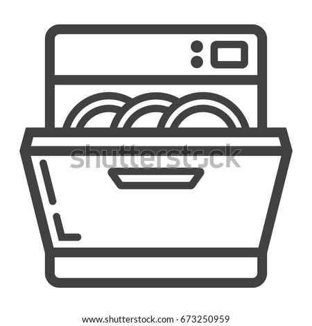 Dishwasher line icon, kitchen and appliance, vector graphics, a linear pattern on a white background, eps 10.