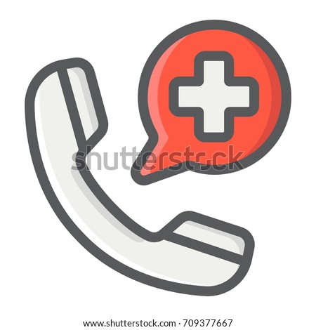 Emergency call filled outline icon, medicine and healthcare, medical support sign vector graphics, a colorful line pattern on a white background, eps 10.
