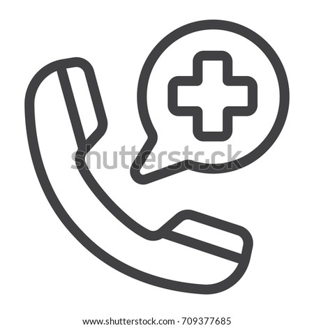 Emergency call line icon, medicine and healthcare, medical support sign vector graphics, a linear pattern on a white background, eps 10.
