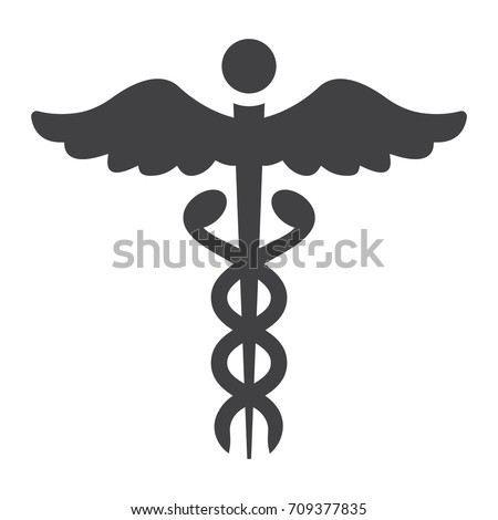 Caduceus glyph icon, medicine and healthcare, pharmacy sign vector graphics, a solid pattern on a white background, eps 10.