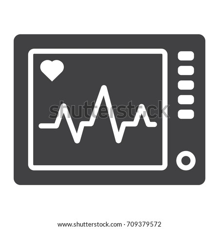 Ecg Machine glyph icon, medicine and healthcare, heartbeat sign vector graphics, a solid pattern on a white background, eps 10.