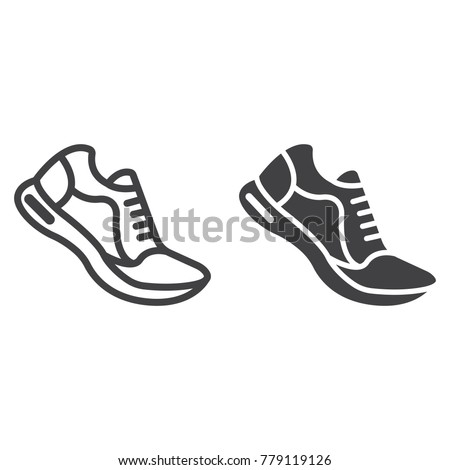 Running shoes line and glyph icon, fitness and sport, gym sign vector graphics, a linear pattern on a white background, eps 10. 商業照片 © 