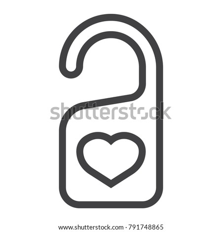 Do not disturb with heart line icon, valentines day and romantic, door hanger sign vector graphics, a linear pattern on a white background, eps 10.