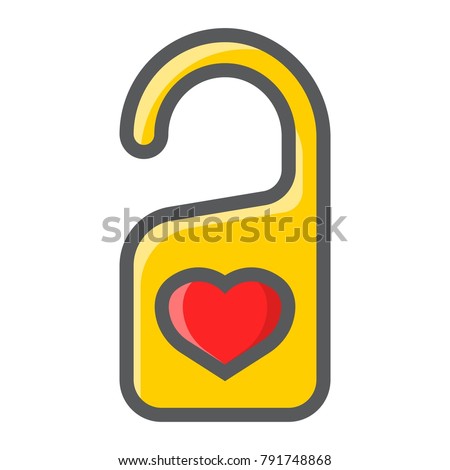 Do not disturb with heart filled outline icon, valentines day and romantic, door hanger sign vector graphics, a colorful line pattern on a white background, eps 10.