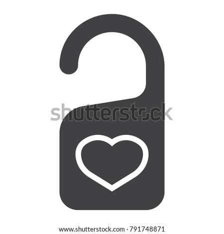 Do not disturb with heart glyph icon, valentines day and romantic, door hanger sign vector graphics, a solid pattern on a white background, eps 10.