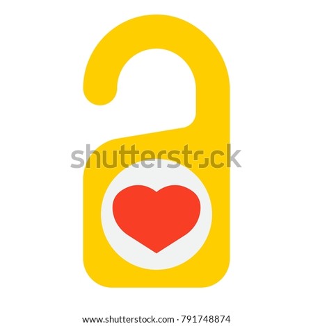 Do not disturb with heart flat icon, valentines day and romantic, door hanger sign vector graphics, a colorful solid pattern on a white background, eps 10.
