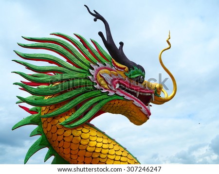 Dragon head sculpture on the temple