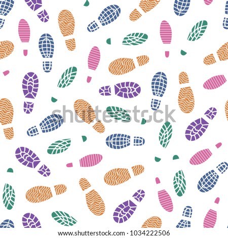 Black Footprints Silhouette Seamless Pattern Background Texture Pattern Men and Women Pairs Shoes. Vector illustration of Foot Print