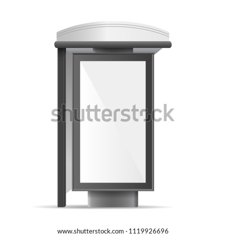 Realistic Detailed 3d Blank White Template Mockup Billboard Bus Stop. Vector illustration of Mock Up Outdoor Panel