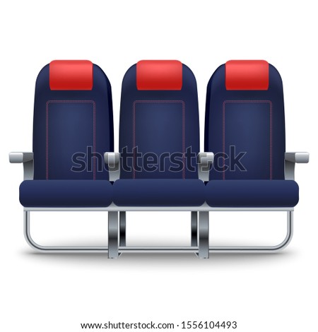 Realistic Detailed 3d Triple Seat Aircraft Set Element Interior Inside of Plane or Jet. Vector illustration