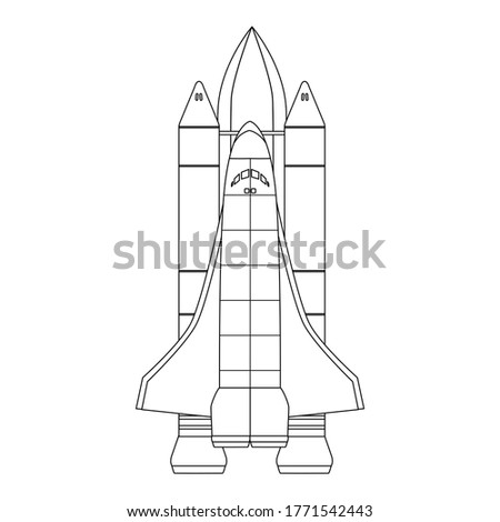 Space Shuttle Takes Off Contour Linear Style Science Technology, Travel Exploration and Discovery Concept. Vector illustration of Spaceship