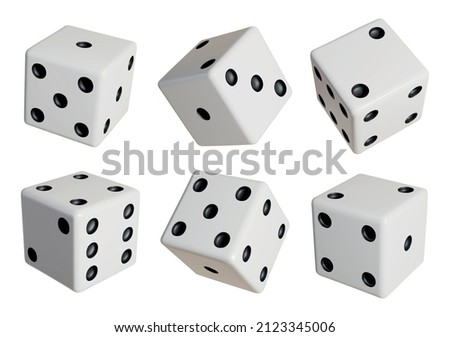 Realistic Detailed 3d Gambling Game Dice with Random Numbers of Black Dots Set. Vector illustration of Dices