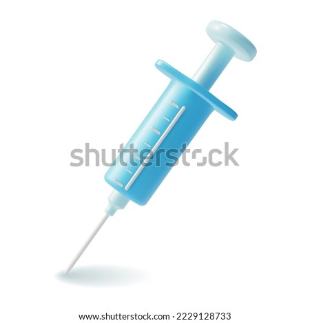 3d Medical Syringe with Needle Plasticine Cartoon Style Vaccination Concept Isolated on a White Background. Vector illustration