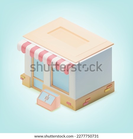3d Color Minimal Convenience Store Cartoon Style Local Shop Building Grocery Marketing for Web and App Design. Vector illustration