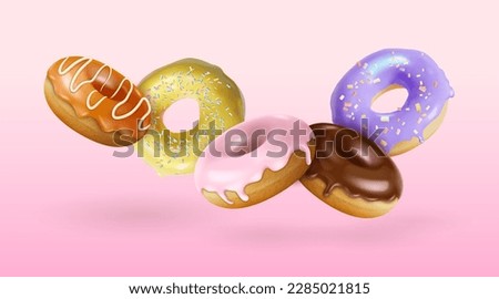 Similar – Image, Stock Photo chocolate glazed donut or doughnut with bite missing