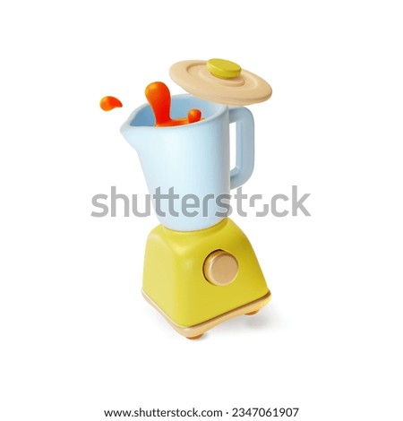 3d Smoothie in Blender Cartoon Style Kitchen Appliance Isolated on a White Background. Vector illustration of Falling Mixer