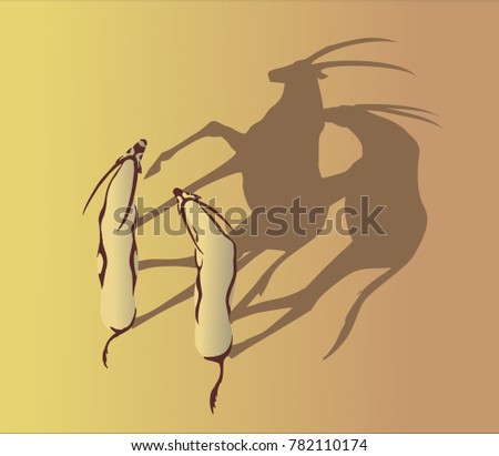 In this illustration a couple of Oryx is walking at the sunset prairie. They enjoy the company of each other. This illustration can be used for magazine articles about family, friendship and love.