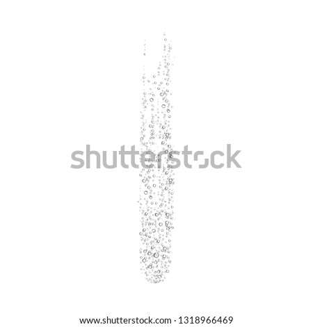 Effervescent soluble tablet bubbles isolated on white background. Realistic fizzy trace off pill in water. Template for advertising aspirin, vitamins, pain medicine. Dissolving process. Vector.