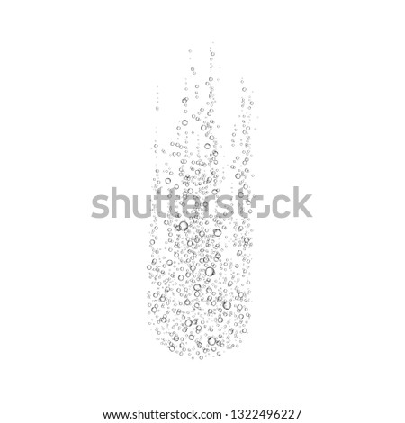 Effervescent soluble tablet bubbles isolated on white background. Realistic fizzy trace off pill in water. Template for advertising aspirin, vitamins, pain medicine. Dissolving process. Vector.