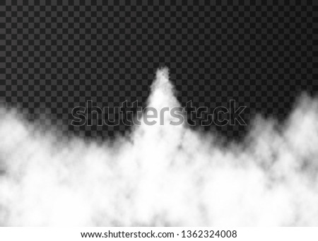 Smoke from space rocket launch. Foggy trail  isolated on transparent background. Fog.  Realistic vector texture.