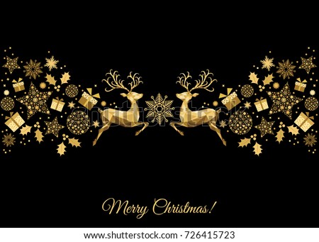 christmas golden decoration happy new year black background gold xmas jumping reindeer holly - Black And Gold Christmas Decorations christmas golden decoration happy new year black background gold xmas jumping reindeer holly - Black And Gold Christmas Decorations