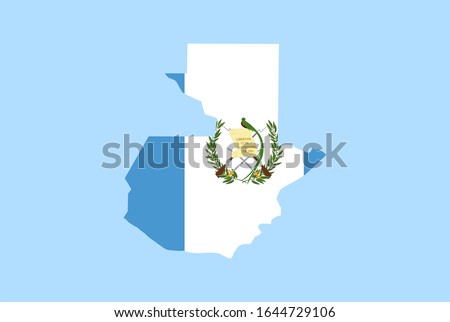 Map of Guatemala on a blue background, Flag of Guatemala on it.