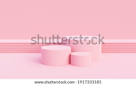 Background vector 3d pink rendering with podium and pedestal pink scene, minimal scene background 3d rendering product pedestal pink pastel scene. Stage 3d for product pedestal in pink platform studio