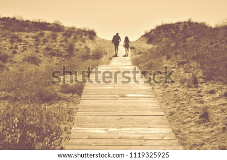 Similar – Foto Bild Holzweg zum Meer auf Sylt an einem Regentag