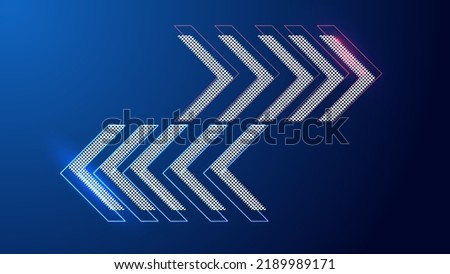 Neon futuristic transfer arrow icon. Web trade symbol. Arrows, pointers, direction. Set of holographic arrows