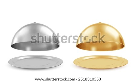 Empty restaurant cloche. Vector illustration over white background.